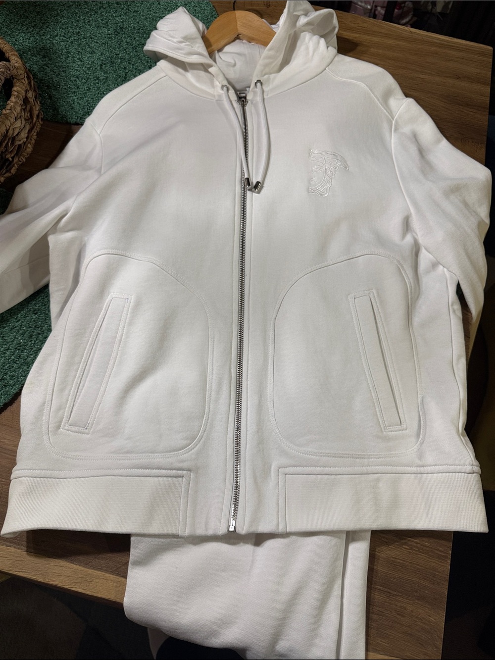 Versace White Zip-Up Hoodie